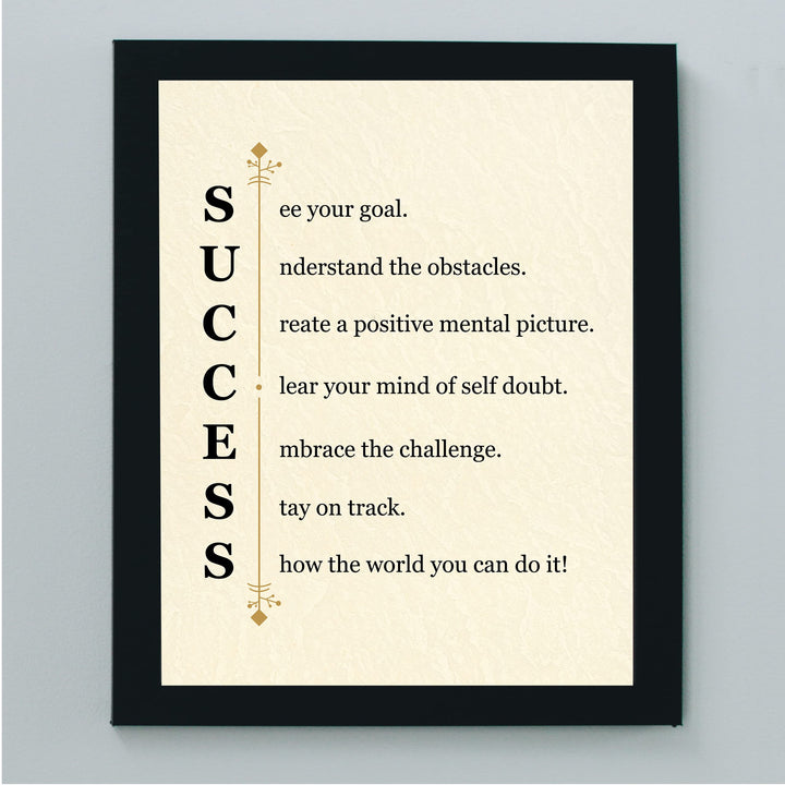 "Success -See Your Goal"-Motivational Quotes Wall Art Sign -11 x 14" Modern Typographic Picture Print -Ready to Frame. Inspirational Home-Office-Classroom-Work Decor. Great Gift of Motivation!
