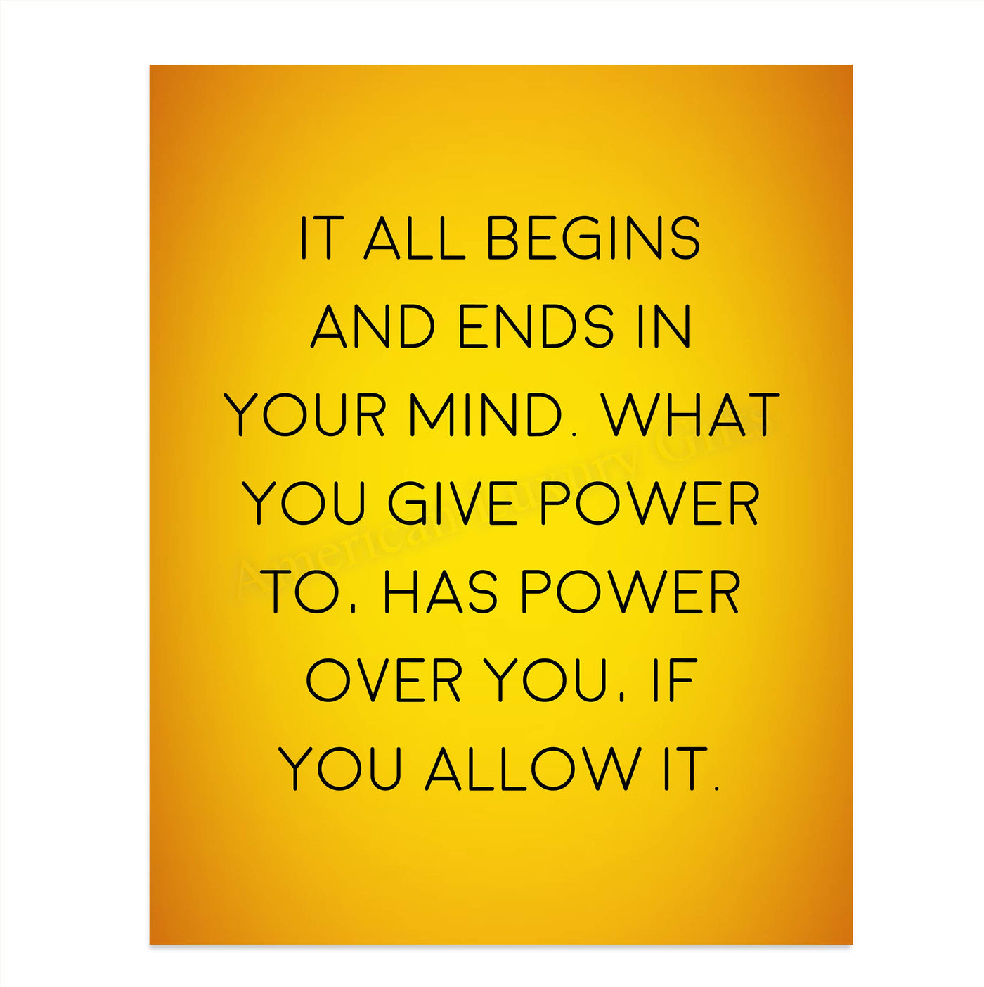 It All Begins & Ends In Your Mind Inspirational Quotes Wall Art -8 x 10" Modern Typographic Poster Print-Ready to Frame. Positive Home-Office-Studio-Classroom-Zen Decor! Great Gift of Motivation!