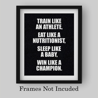 ?Win Like A Champion?-Motivational Gym Quotes -8 x 10" Exercise and Fitness Wall Art Print-Ready to Frame. Modern Typographic Design. Home-Office-Locker Room Decor. Perfect Sign for Motivation!