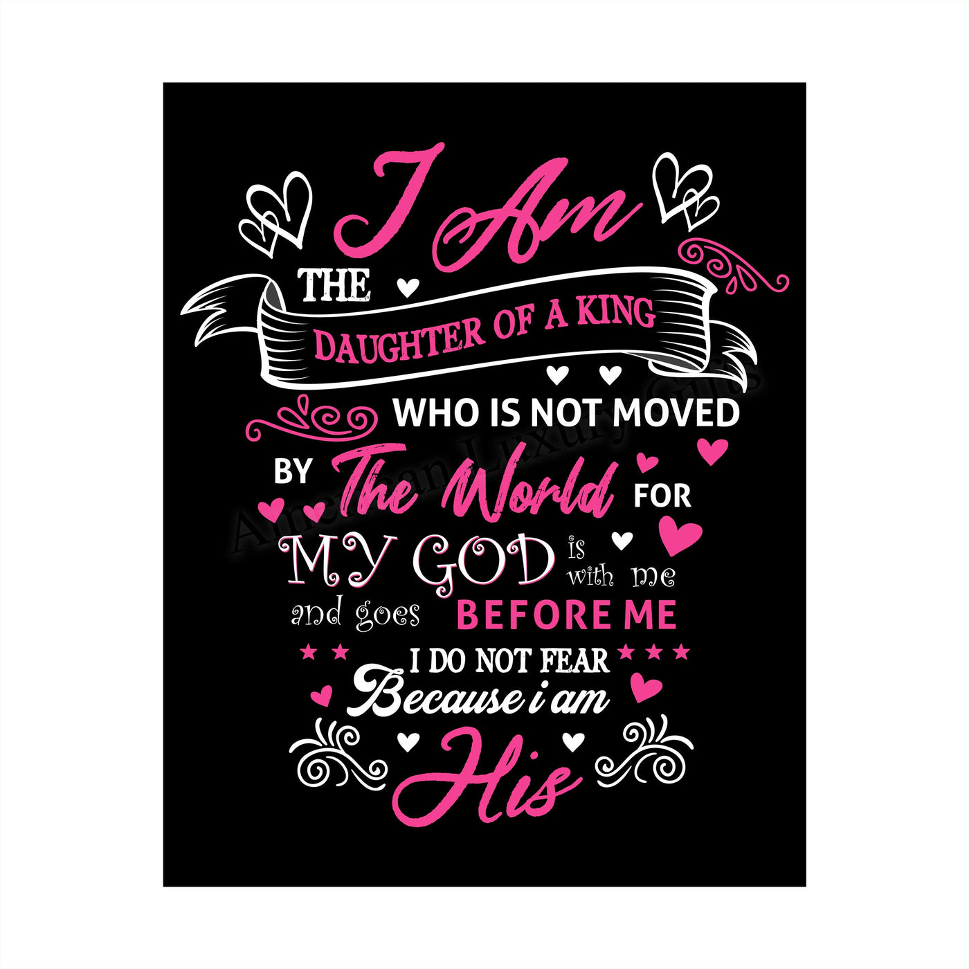 I Am the Daughter of a King-Spiritual Wall Art-8 x 10" Modern Christian Poster Print-Ready to Frame. Inspirational Home-Office-Church-Dorm D?cor. Great Gift of Inspiration! Perfect for Teen Girls!