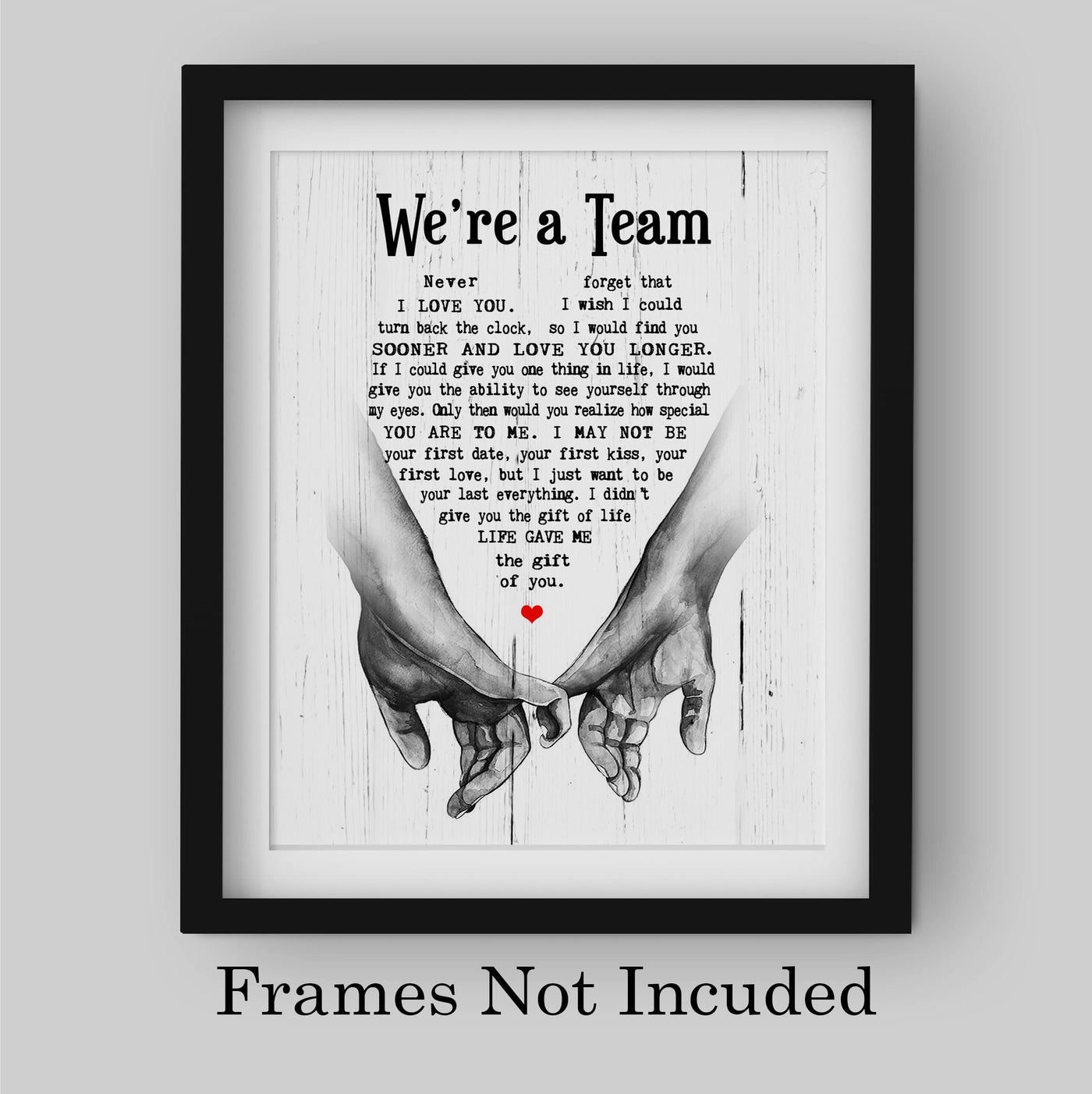 "We're A Team" Wedding Quotes Wall Art Decor -8 x 10" Inspirational Love & Marriage Print -Ready to Frame. Romantic Wedding Table & Anniversary Gift for Husband, Wife, Newlyweds & Couples!