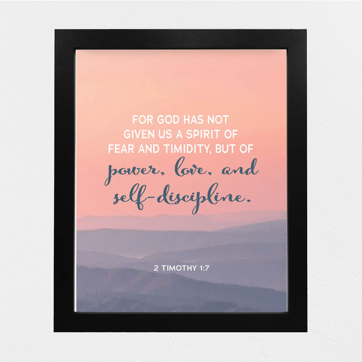 ?God Has Given Us a Spirit of Power-Love?- 2 Timothy 1:7- Bible Verse Wall Art- 8 x 10" Modern Typographic Design. Scripture Wall Print-Ready to Frame. Home-Office-Church D?cor. Great Christian Gift!