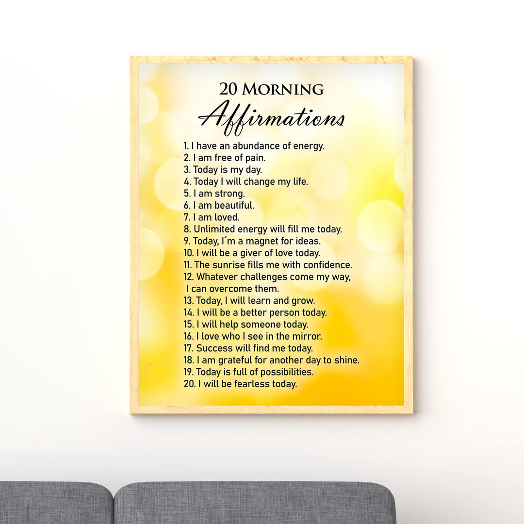 20 Morning Affirmations- Inspirational Start the Day Quotes Wall Art -11 x 14" Motivational Print Wall Decor -Ready to Frame. Positive Wall Decor for Home-Office-Classroom-Work. Choose To Win!