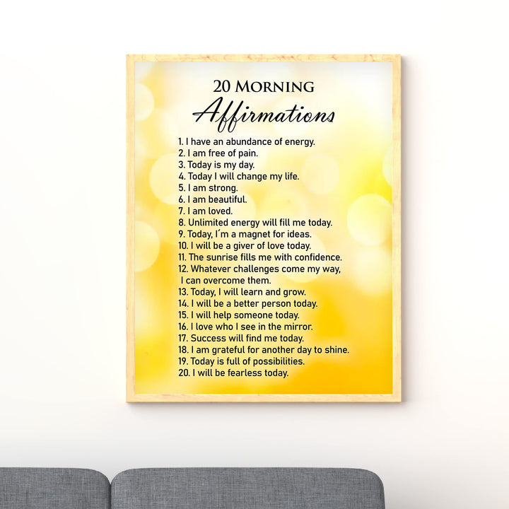 20 Morning Affirmations- Inspirational Start the Day Quotes Wall Art -11 x 14" Motivational Print Wall Decor -Ready to Frame. Positive Wall Decor for Home-Office-Classroom-Work. Choose To Win!