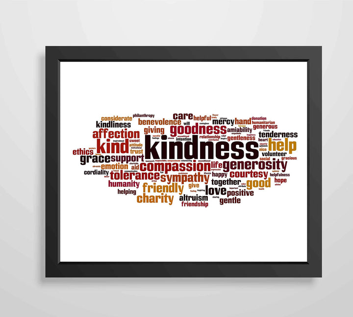 ?Words of Kindness?-Inspirational Word Art Sign- 10 x 8" Motivational Typographic Poster Print-Ready to Frame. Modern Home-Office-Classroom Decor. Perfect Teacher Gift &amp; Reminder-Kindness Matters!
