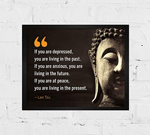 Lao Tzu Quotes-"If You Are at Peace-Living in the Present"- Inspirational Wall Art- 10 x 8"