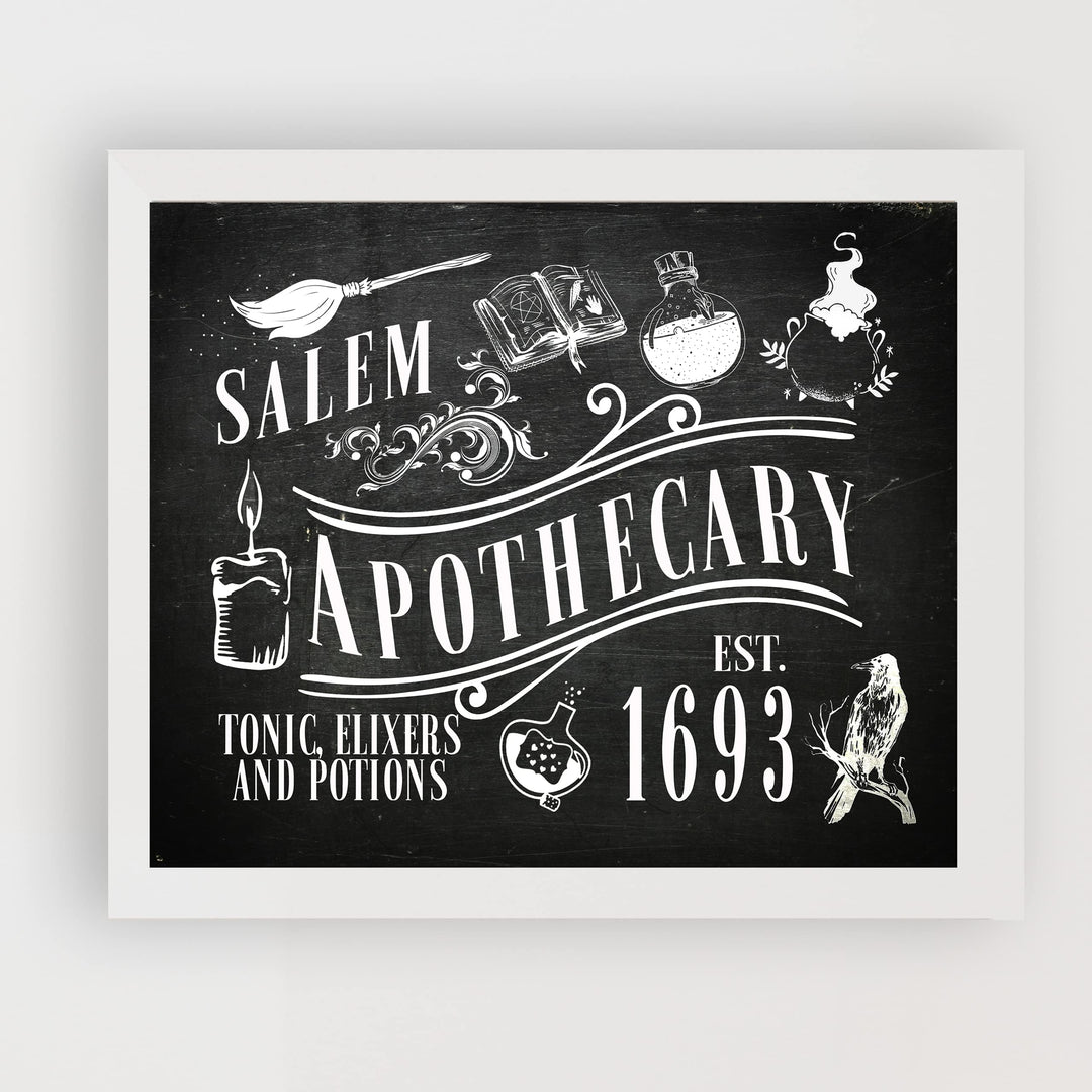 Salem Apothecary-Tonics, Elixirs, Potions-Spooky Halloween Wall Art Decor-10 x 8" Rustic Farmhouse Picture Print -Ready to Frame. Perfect for Home-Office-Party Decorations! Printed on Photo Paper.