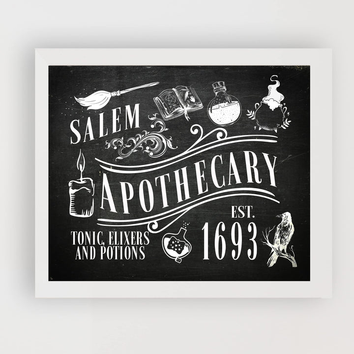 Salem Apothecary-Tonics, Elixirs, Potions-Spooky Halloween Wall Art Decor-10 x 8" Rustic Farmhouse Picture Print -Ready to Frame. Perfect for Home-Office-Party Decorations! Printed on Photo Paper.