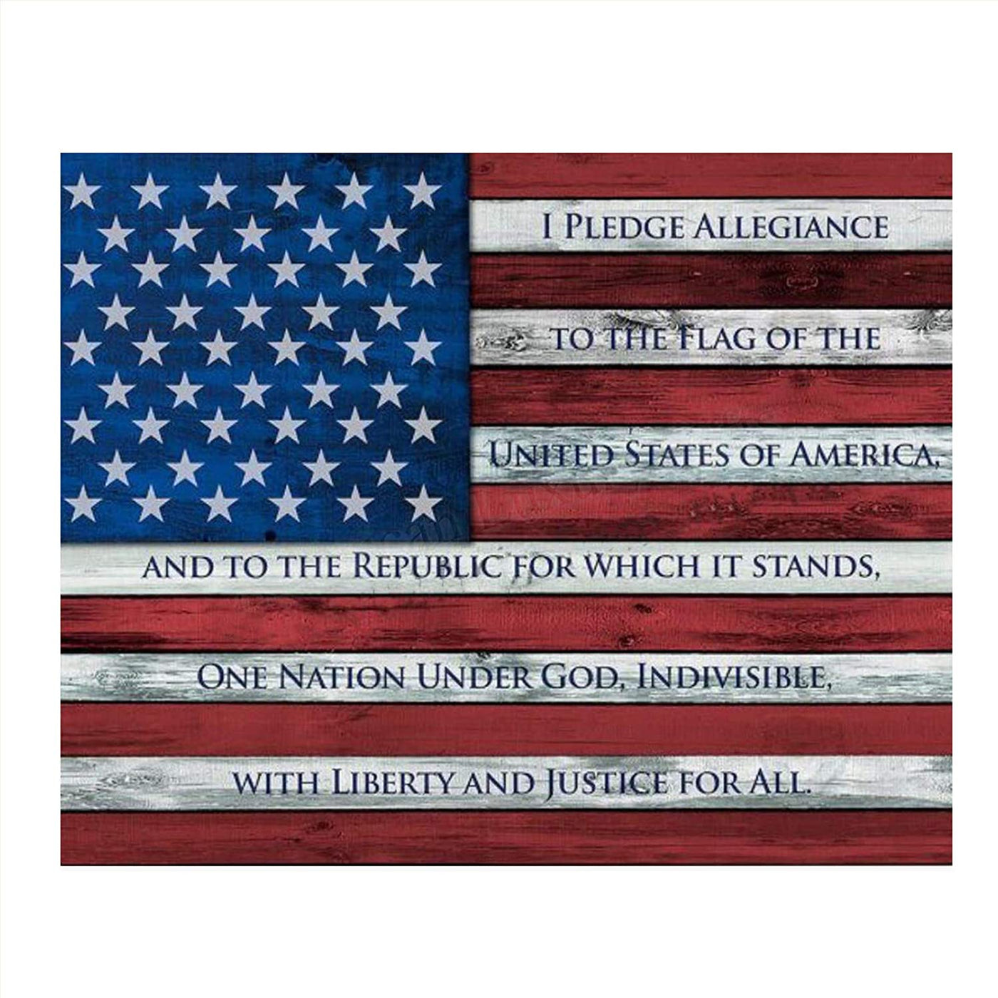 "The Pledge of Allegiance on USA Flag"-10 x 8"