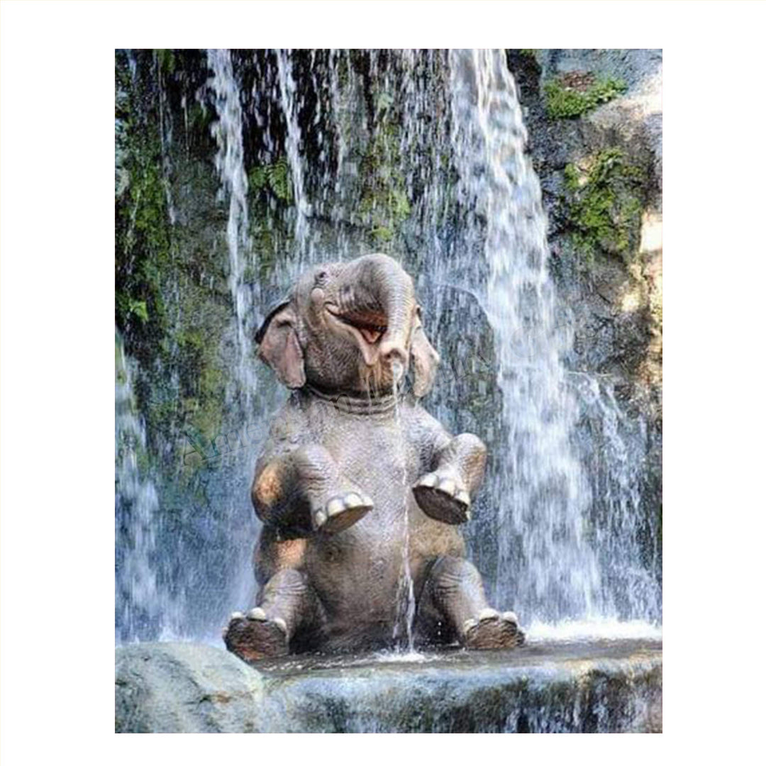 Young Elephant Laughing in Waterfall- 8 x 10" Print Wall Art- Ready to Frame- Home D?cor, Nursery D?cor &amp; Wall Prints for Animal Themes &amp; Children&