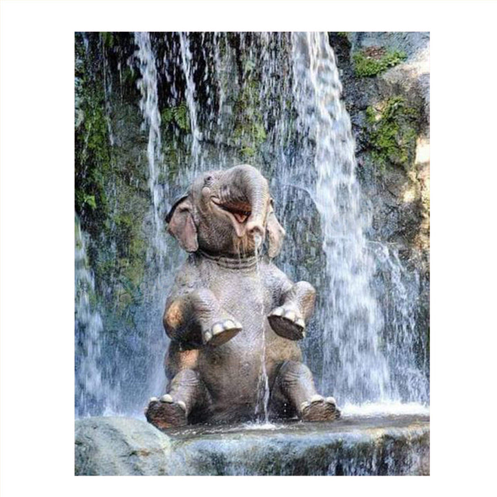 Young Elephant Laughing in Waterfall- 8 x 10" Print Wall Art- Ready to Frame- Home D?cor, Nursery D?cor &amp; Wall Prints for Animal Themes &amp; Children&
