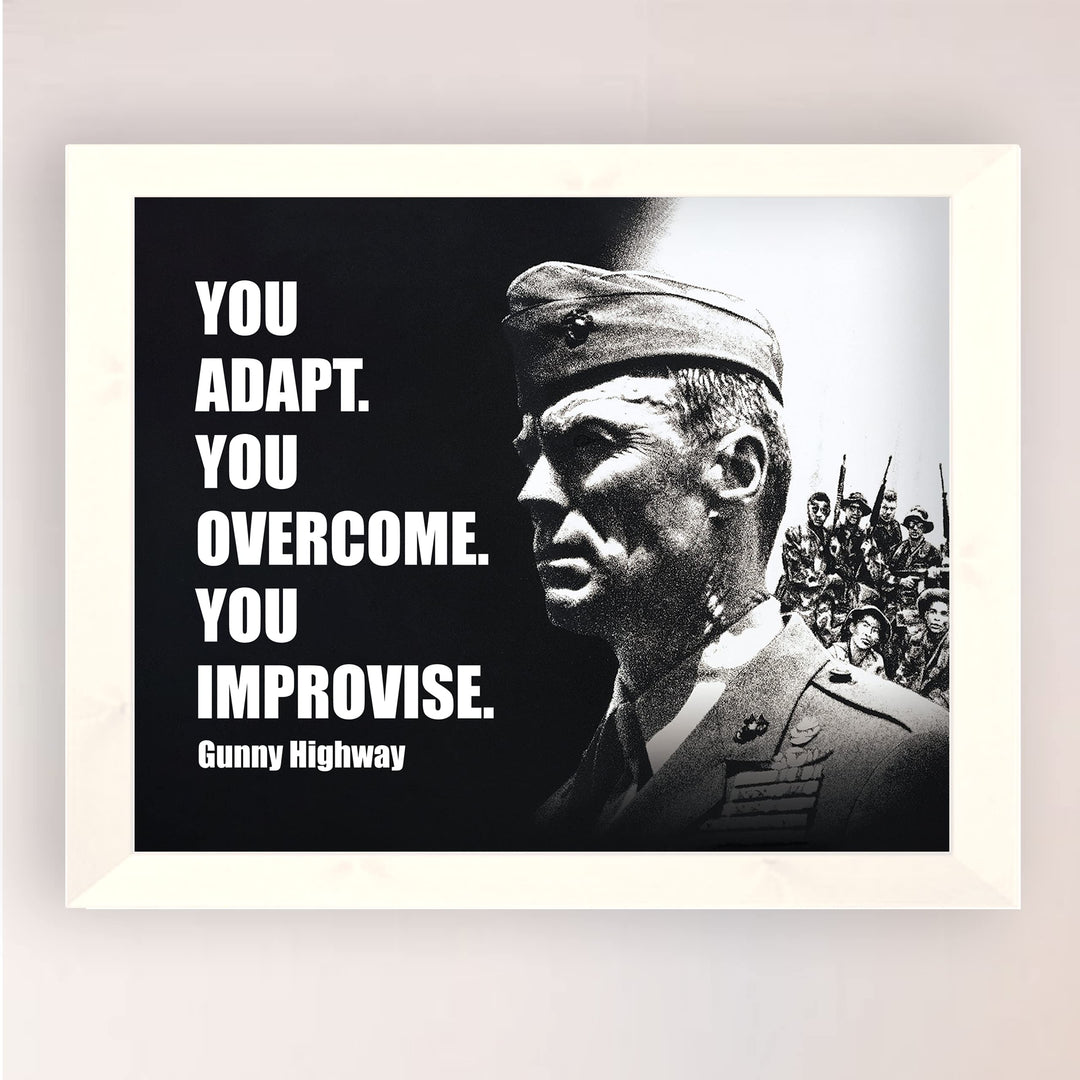 You Adapt-Improvise-Overcome Heartbreak Ridge- Movie Poster Print- 8 x 10" Wall Art-Ready to Frame. Western Movies Decor for Home-Office-Cave-Bar. Collectible for Military &amp; Clint Eastwood Fans.