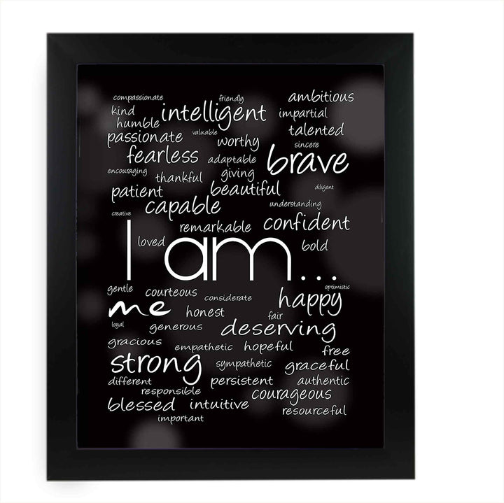 I Am Me- Inspirational Wall Art Sign -11 x 14" Modern Typographic Word Art Print-Ready to Frame. Ideal for Home-Office-Studio-School Decor. Perfect Gift to Inspire Self-Esteem. Great for Teens!