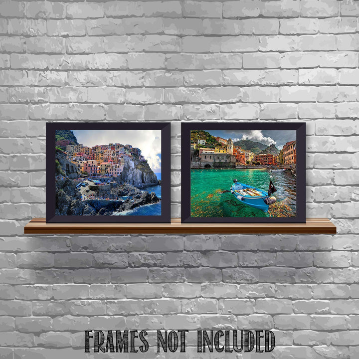 Mediterranean Cities by the Sea- 2 Image Set Wall Art - 8 x 10"s Prints Art- Ready to Frame. Home D?cor, Office D?cor or Wall Art for Living Room. Beautiful Italian Sea City Images &amp; Pictures.