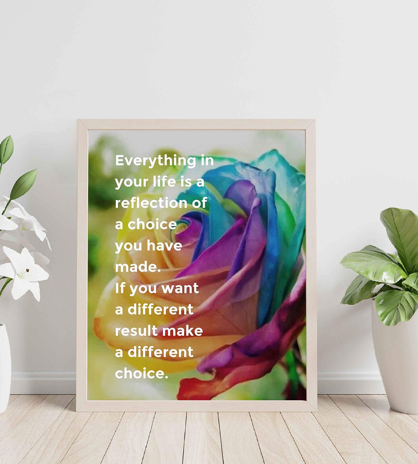 Everything in Life Is a Reflection of Choice Inspirational Quotes Wall Art -8 x 10" Floral Typographic Poster Print-Ready to Frame. Positive Home-Office-Classroom Decor. Great Motivational Sign!