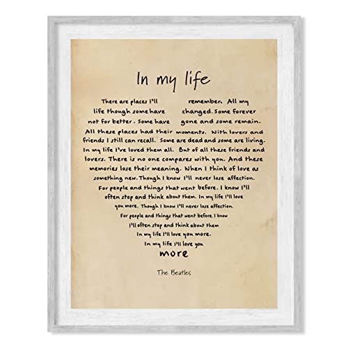The Beatles" In My Life" Song Lyrics Wall Art- 8 x 10"