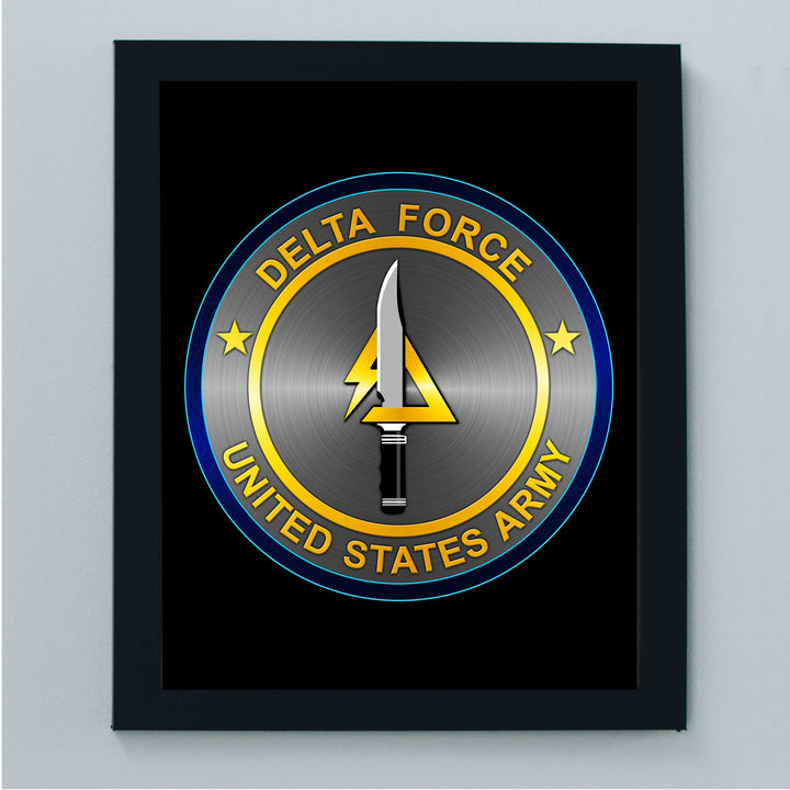 United States Army Delta Force Logo Poster Print- 8 x 10"- Wall Art Print- Ready to Frame. Patriotic Home-Office-Military Decor. Perfect Gift for Those Who Served. Display Your Pride- Go Army!