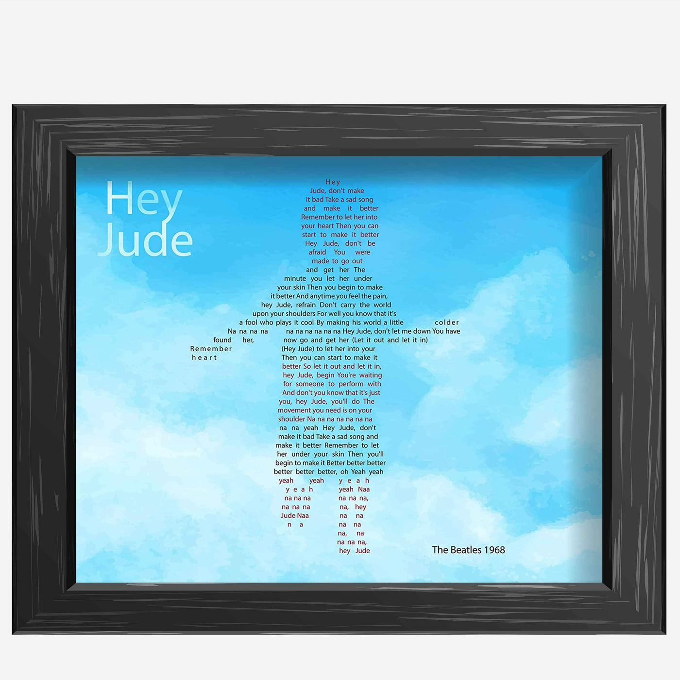 Beatles Song Lyrics Wall Art-"Hey Jude"- 8 x 10 Art Print Ready to Frame. Modern Home-Office-Studio-School Decor. Perfect Gift for Musicians, Beatles Fans & Inspiration. Paul McCartney Ballad for Son.