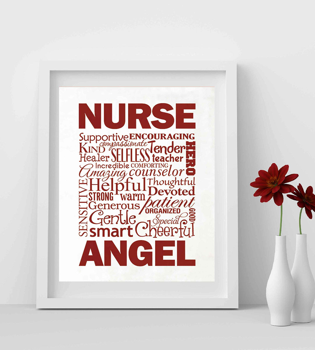 The Perfect Nurse- Word Art-Inspirational Wall Art- 8 x 10" Modern Typographic Print-Ready to Frame. Motivational Home-Office-School Decor. Great Gift of Appreciation for Nurses &amp; Nursing Students!