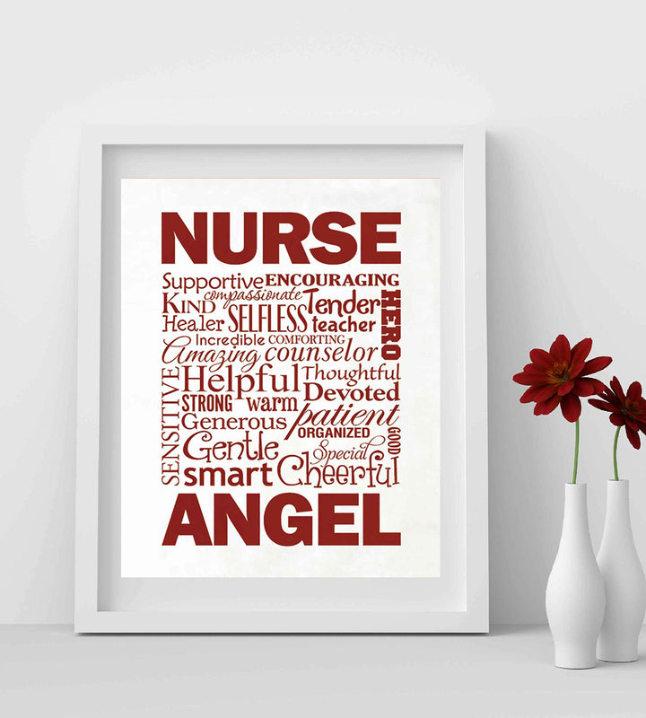 The Perfect Nurse- Word Art-Inspirational Wall Art- 8 x 10" Modern Typographic Print-Ready to Frame. Motivational Home-Office-School Decor. Great Gift of Appreciation for Nurses &amp; Nursing Students!