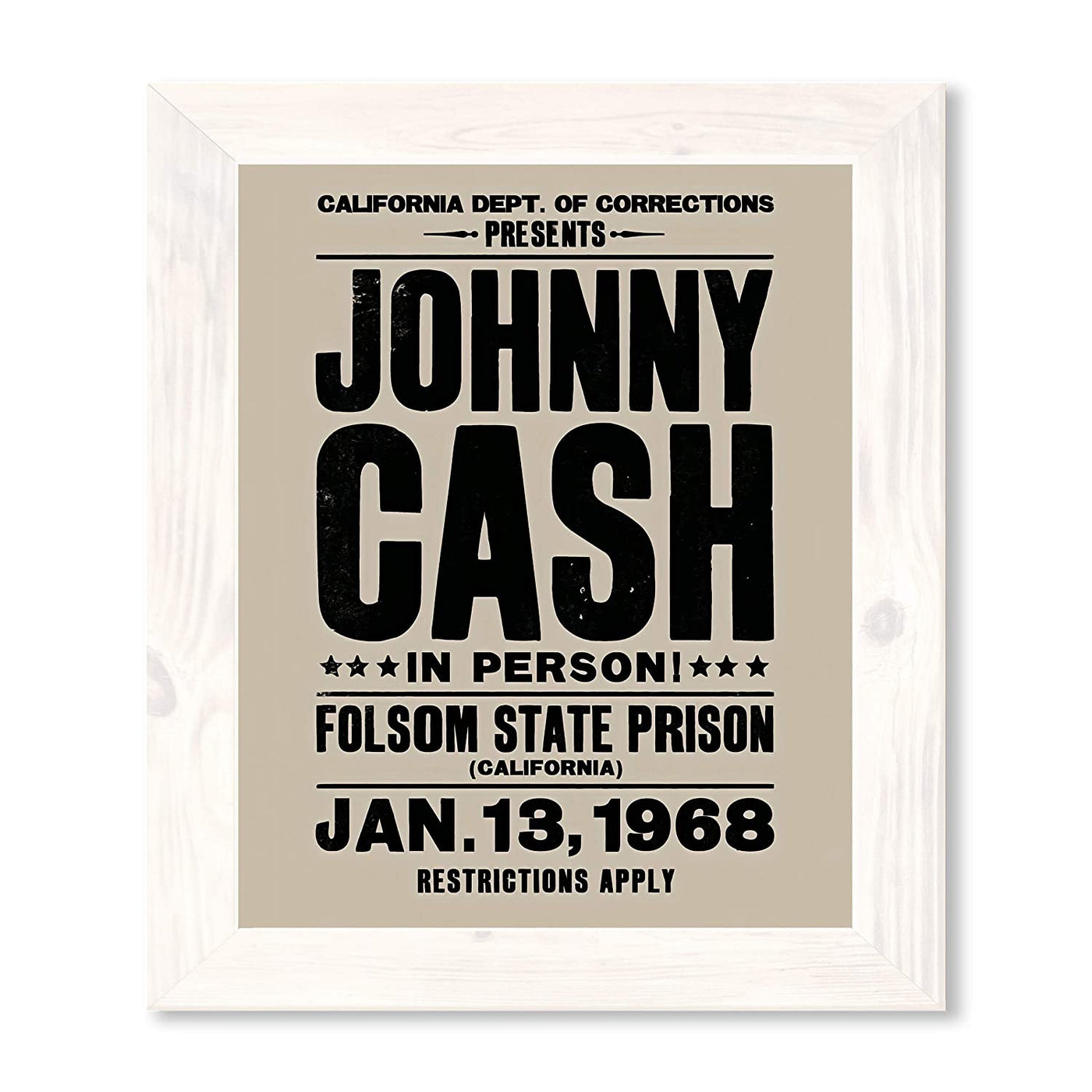 "Johnny Cash-In Person-Folsom State Prison"-Country Music Wall Art -11 x 14"