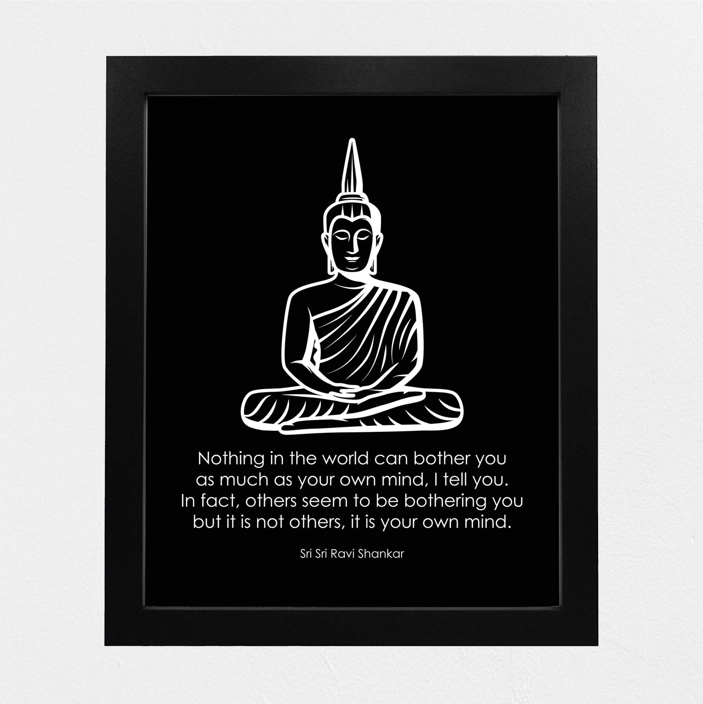 Nothing Can Bother You As Much As Your Own Mind- Inspirational Quotes Wall Art- 8 x 10" Spiritual Poster Print with Buddha Image-Ready to Frame. Home-Office-Studio-Spa Decor. Perfect Zen Gift!