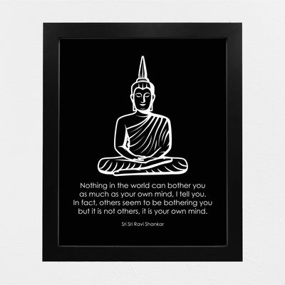 Nothing Can Bother You As Much As Your Own Mind- Inspirational Quotes Wall Art- 8 x 10" Spiritual Poster Print with Buddha Image-Ready to Frame. Home-Office-Studio-Spa Decor. Perfect Zen Gift!