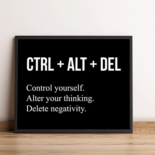 "Control Yourself-Alter Your Thinking-Delete Negativity" Motivational Wall Art -10 x 8"