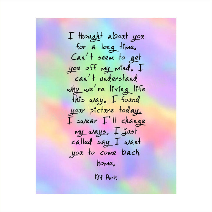 Kid Rock &amp; Sheryl Crow-"Picture" Song Lyrics Wall Art Sign -8 x 10" Rock Music Poster Print-Ready to Frame. Greatest Hits Album Songs. Perfect Home-Studio-Bar-Fan Decor. Great Gift to Rekindle Love!