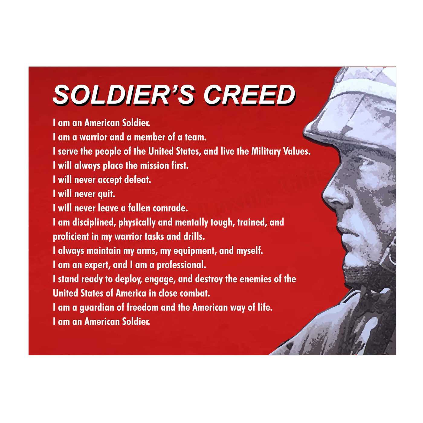 Soldier's Creed Patriotic Wall Decor-14x11" American Soldier USA Print-Ready to Frame. Patriotic Home-Office-Cave-Military Decor. Perfect Sign for Patriotism! Great Gift for Active Duty & Veterans!