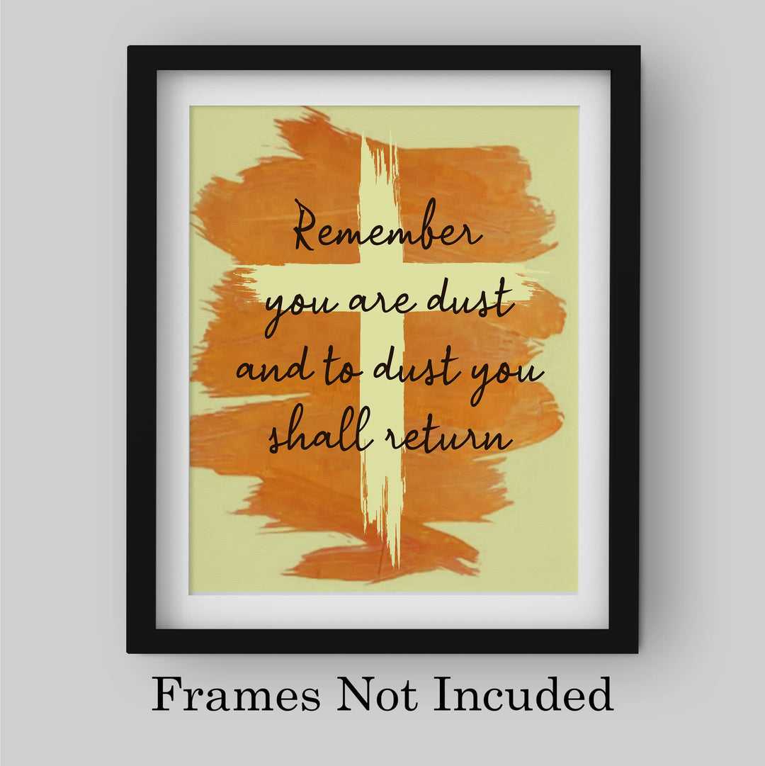 "You Are Dust &amp; To Dust You Shall Return"- Bible Verse Cross Wall Art -8 x 10" Christian Scripture Print -Ready to Frame. Home-Office-Church Decor. Genesis 3:19. Great Religious Gift of Faith!