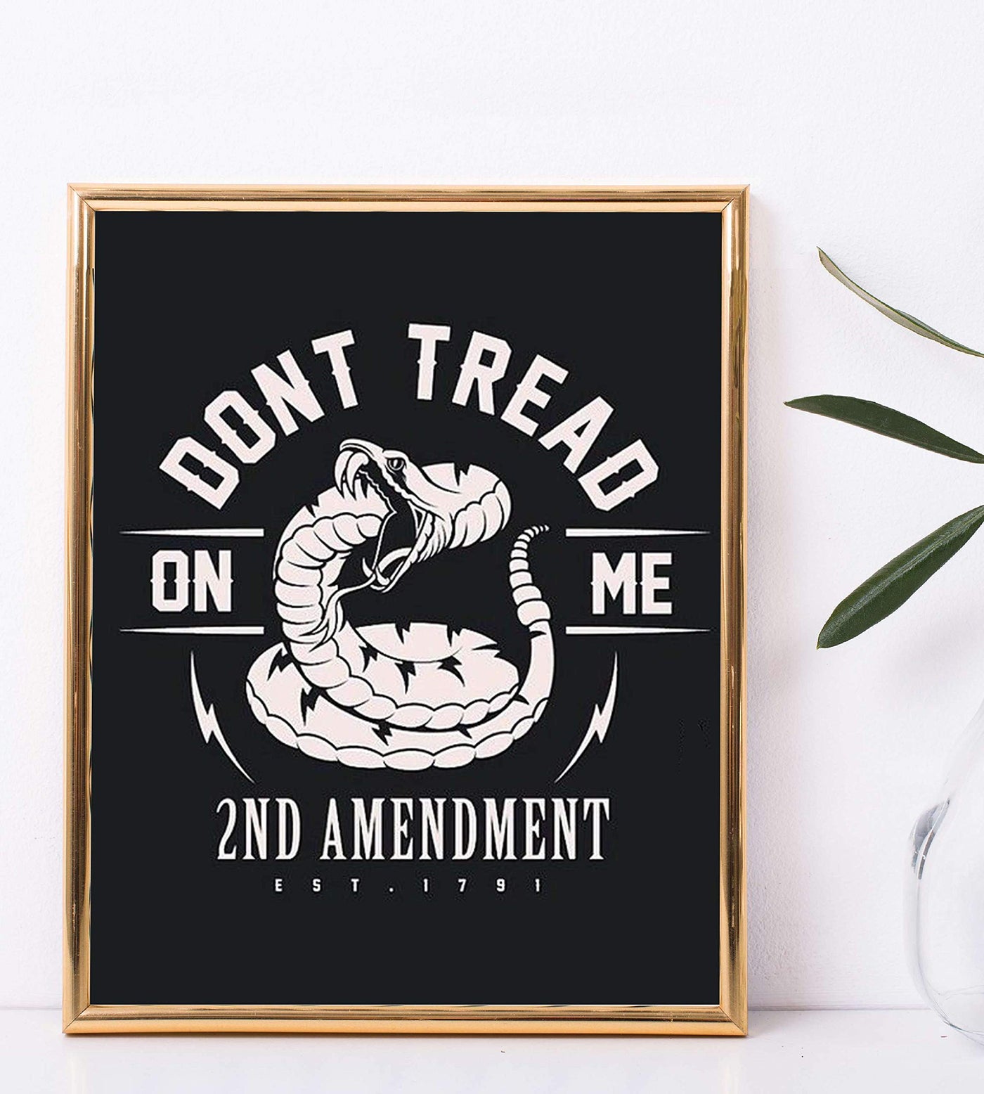 Don't Tread On Me-2nd Amendment est. 1791-8 x 10" Patriotic Wall Decor-Ready To Frame. Pro-Constitutional Poster Print. Modern Typographic Decor for Home-Office-Garage-Military-Gun Shop. Great Gift!