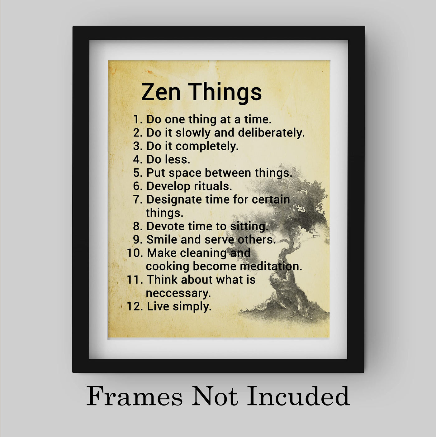 Zen Things - Live Simply Spiritual Quotes Wall Art- 8 x 10" Inspirational Meditation Print -Ready to Frame. Motivational Decor for Home-Yoga Studio-Office. Great Positive Decoration for All!