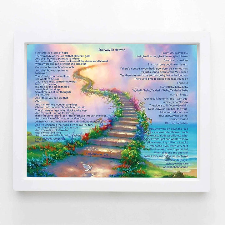 Led Zeppelin Song Lyrics Wall Art- “Stairway To Heaven”- 10 x 8"