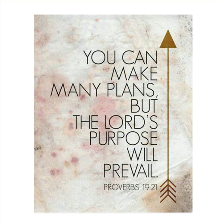 Proverbs 19:21-"You Can Make Many Plans-Lord Will Prevail"-Bible Verse Wall Art- 8x10"- Scripture Wall Print-Ready to Frame. Distressed Parchment Print Design. Home Decor-Office D?cor-Christian Gifts.