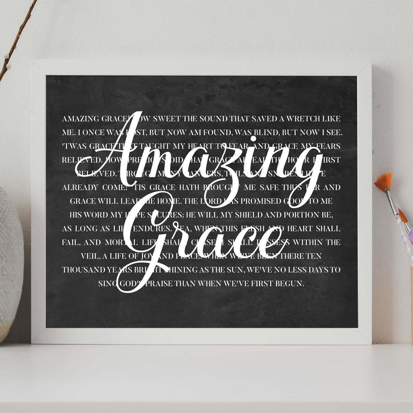 Amazing Grace Christian Hymn Music Wall Art -14 x 11" Inspirational Scripture Song Lyrics Word Art Print -Ready to Frame. Classic Hymnal Decoration for Home-Office-Church-Religious Decor & Gifts!