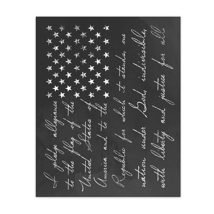 I Pledge Allegiance to the Flag Patriotic Wall Art Decor -11 x 14" Rustic American Flag Print -Ready to Frame. Inspirational Home-Office-School-Man Cave-Military Decor. Display Your Patriotism!