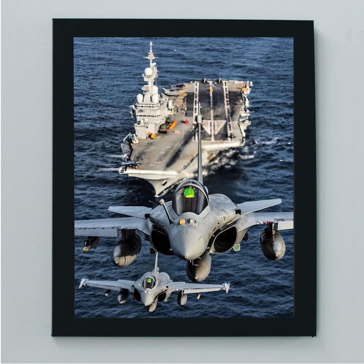 Dassault Rafale Taking Off From Aircraft Carrier -French Fighter Jet Print -8x10" Military Plane Wall Decor -Ready to Frame. Home-Office-School Decor. Perfect Sign for Game Room-Garage-Cave Decor!