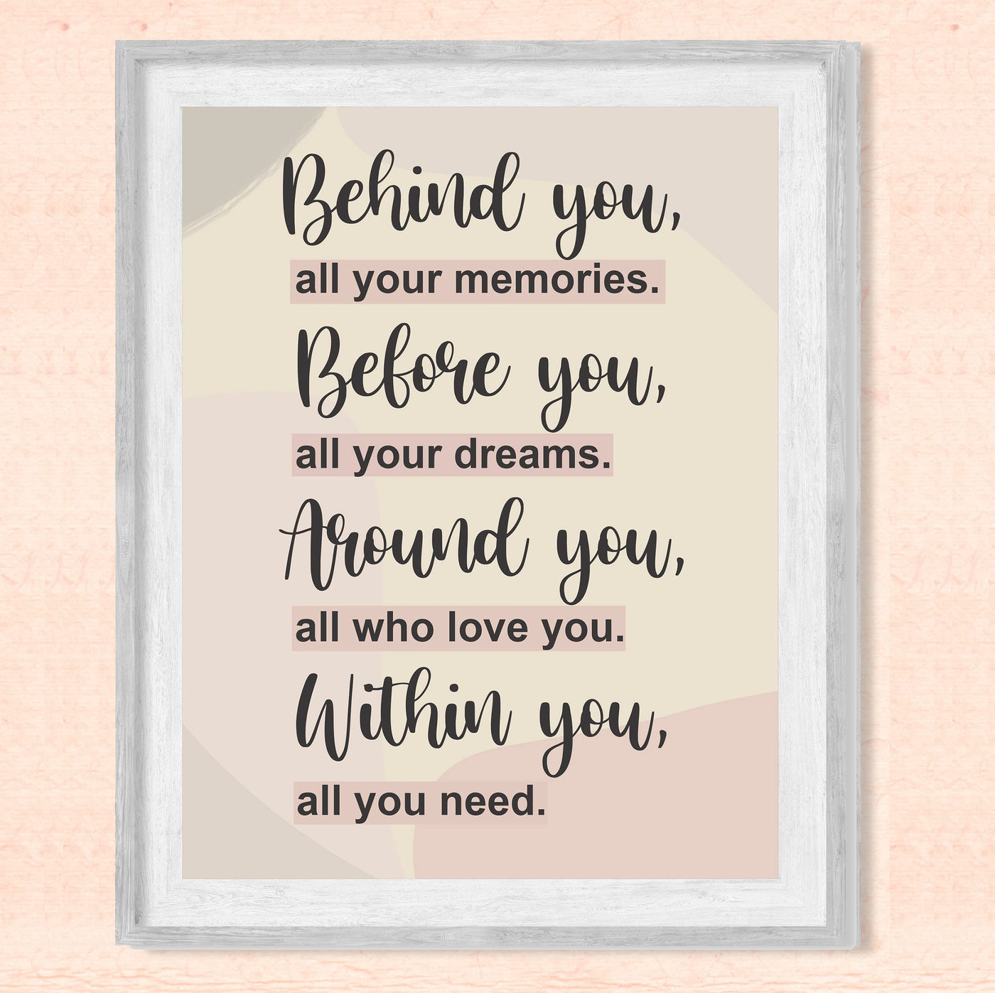 Behind-Before-Around-Within You- All You Need- Inspirational Quotes Wall Art -8 x 10" Motivational Typography Print -Ready to Frame. Perfect Home-Office-Classroom-Inspiration Decor. Great Gift!