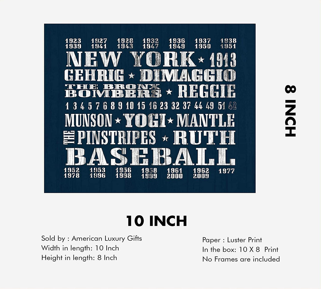 "New York Yankees-Baseball"-Vintage MLB Players Poster Print- 10 x 8"