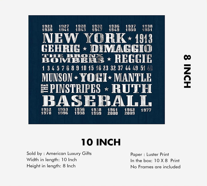 "New York Yankees-Baseball"-Vintage MLB Players Poster Print- 10 x 8"