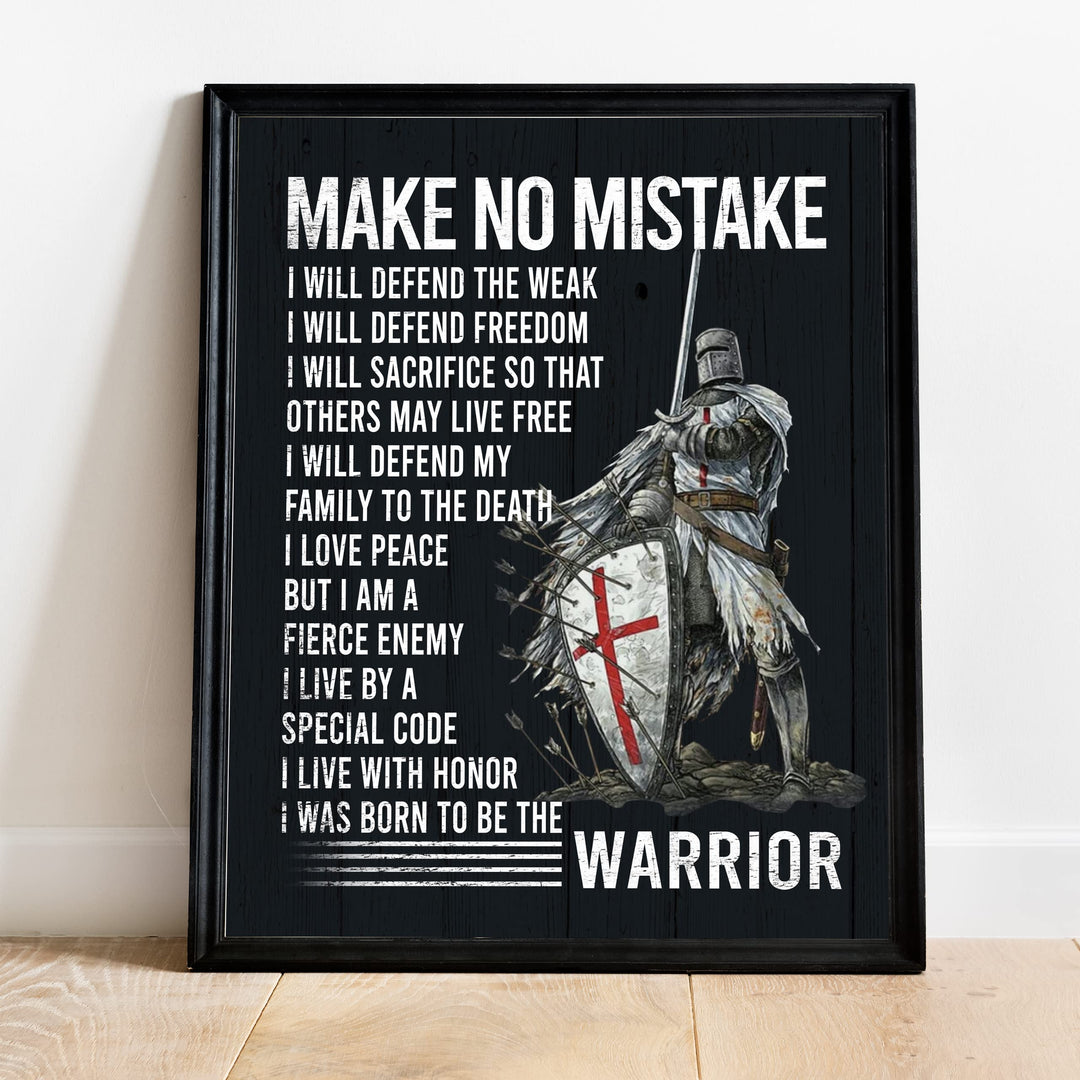I Will Defend -Born To Be The Warrior Inspirational Quotes Wall Art -11 x 14" Fierce Motivational Warrior Wall Print -Ready to Frame. Home-Office-Church Decor. Perfect Gift of Faith &amp; Inspiration!