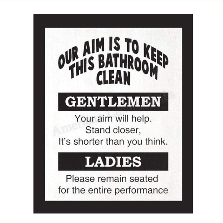 Keep Bathroom Clean- Ladies &amp; Gentlemen- Funny Bathroom Sign- 8 x 10" Print Wall Art- Ready to Frame. Home D?cor, Bathroom D?cor &amp; Wall Print. Perfect For Bar, Guest Bathroom &amp; Man Cave.