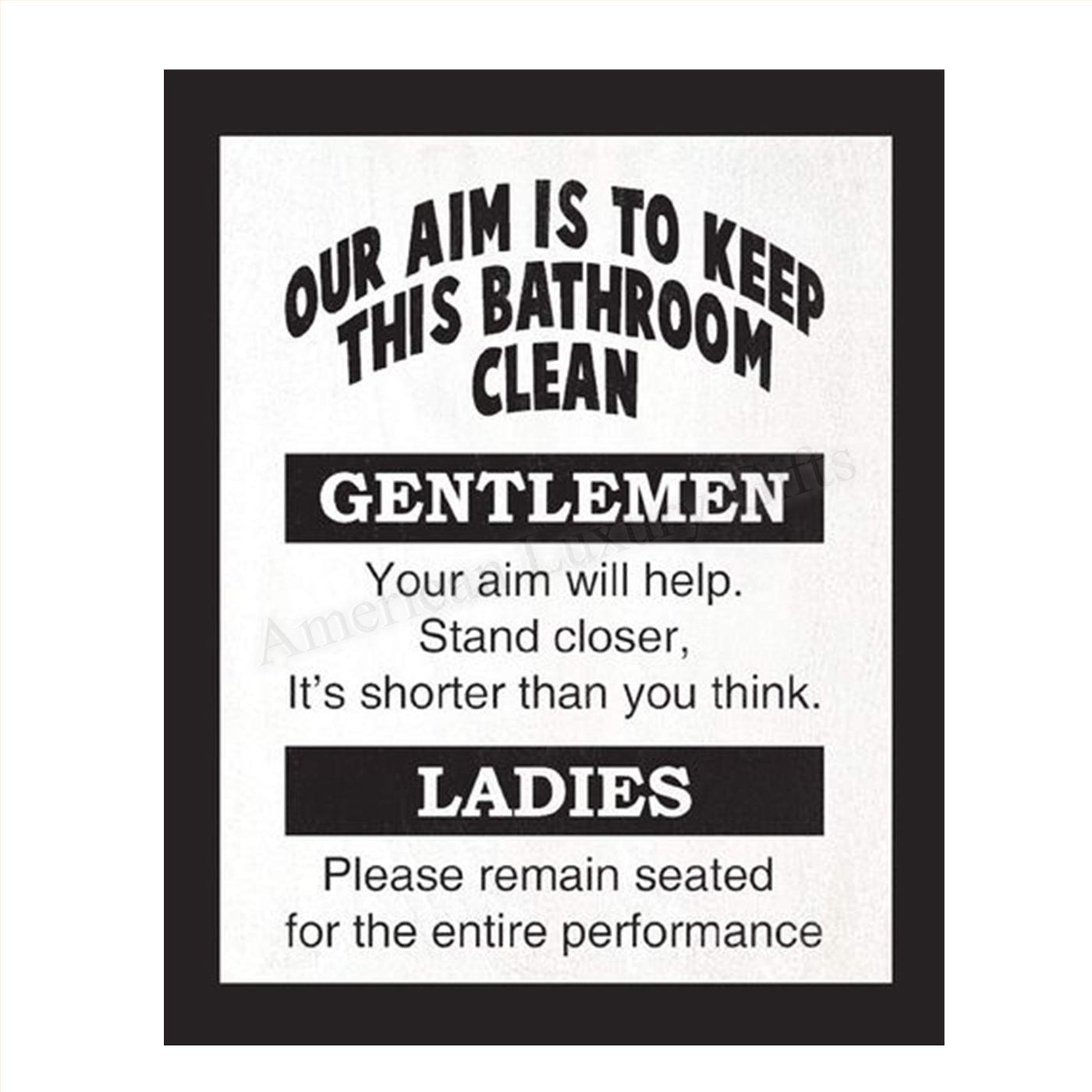 Keep Bathroom Clean- Ladies & Gentlemen- Funny Bathroom Sign- 8 x 10" Print Wall Art- Ready to Frame. Home D?cor, Bathroom D?cor & Wall Print. Perfect For Bar, Guest Bathroom & Man Cave.