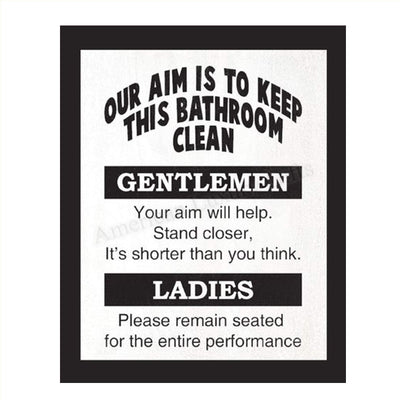 Keep Bathroom Clean- Ladies & Gentlemen- Funny Bathroom Sign- 8 x 10" Print Wall Art- Ready to Frame. Home D?cor, Bathroom D?cor & Wall Print. Perfect For Bar, Guest Bathroom & Man Cave.