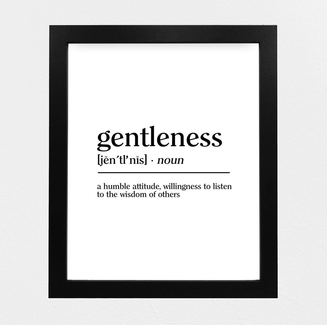 Gentleness-A Humble Attitude -Inspirational Christian Wall Art -8 x 10" Typographic"Gifts of the Spirit" Print-Ready to Frame. Modern Home-Office-Church-Scripture Decor. Great Religious Gift!