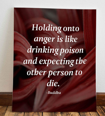 Buddha-"Holding Onto Anger-Like Drinking Poison" Spiritual Quotes Wall Art-8 x 10" Modern Inspirational Poster Print-Ready to Frame. Positive Home-Studio-Office Decor for Mindfulness. Great Zen Gift!