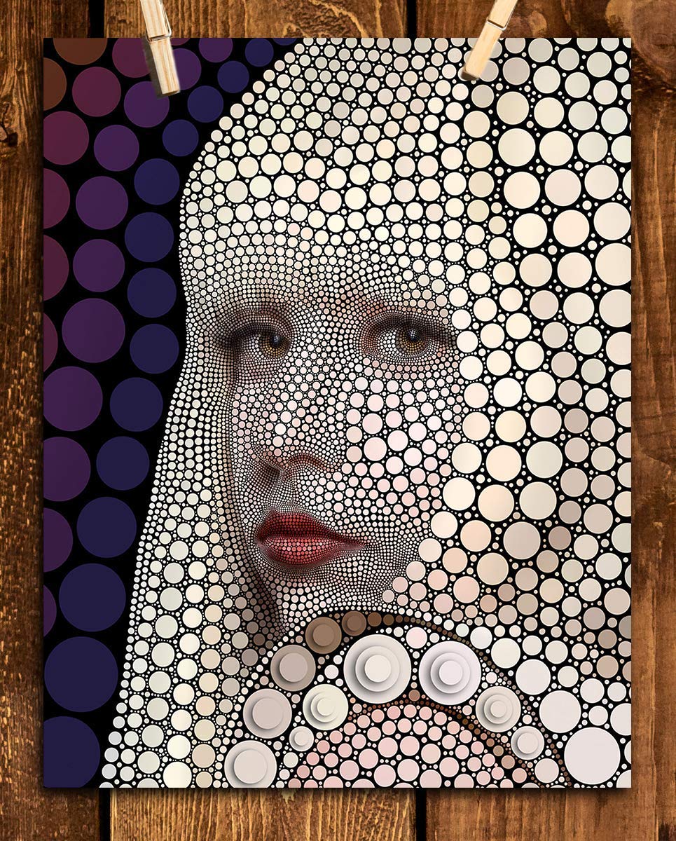 Lady GaGa- Abstract Portrait Print- 8 x 10"-"Portrait of Circles"- Wall Art Print-Ready to Frame. Modern Home D?cor- Office D?cor. Perfect Gift for Musicians, Lady Ga Ga Fans &amp; Abstract Inspiration.