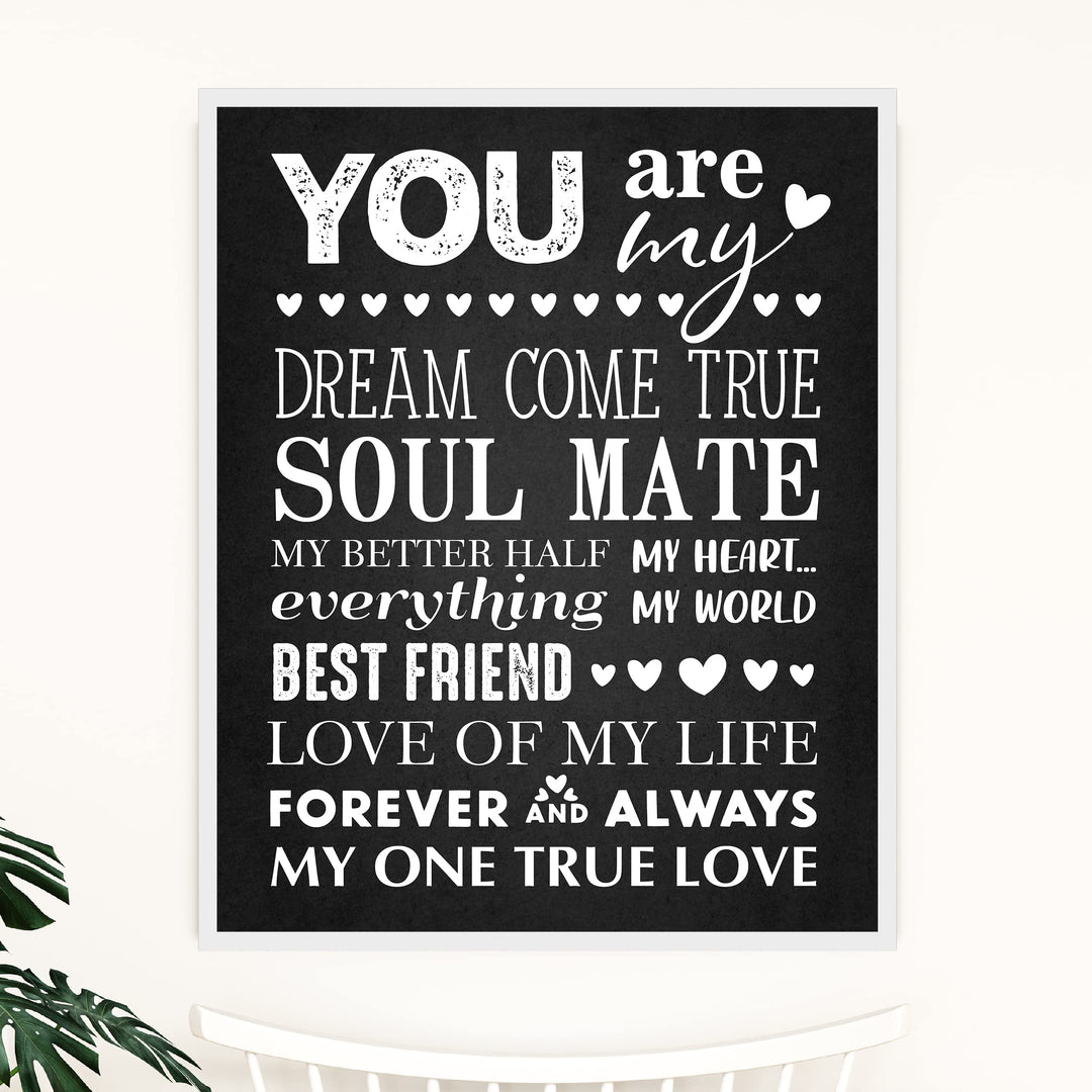 You Are My Dream Come True Love Quotes Wall Art Decor -11 x 14" Inspirational Love &amp; Marriage Poster Print-Ready to Frame. Romantic Gift for Spouse-Newlyweds. Perfect Wedding-Anniversary Present!