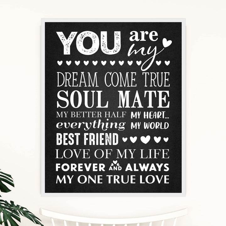 You Are My Dream Come True Love Quotes Wall Art Decor -11 x 14" Inspirational Love &amp; Marriage Poster Print-Ready to Frame. Romantic Gift for Spouse-Newlyweds. Perfect Wedding-Anniversary Present!